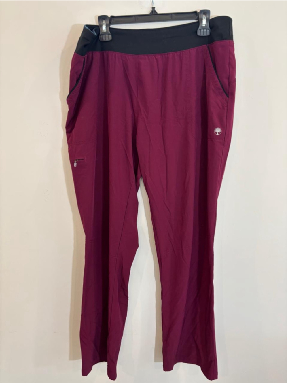 Women's Healing Hands Performance Sport Scrub Pants XL Burgundy Black #C89